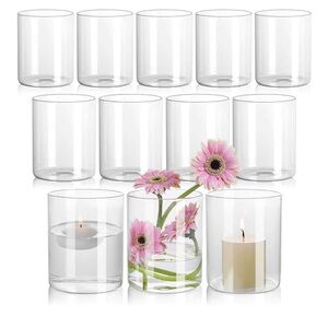 Elegant Clear Glass Candle Holders Set